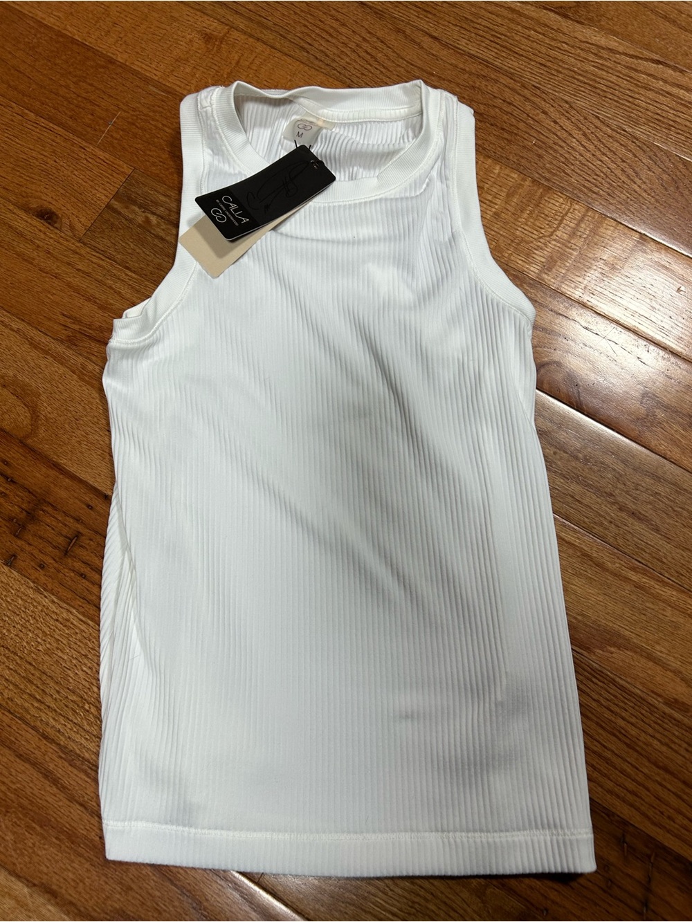 Calia White Ribbed Tank Top - Women medium